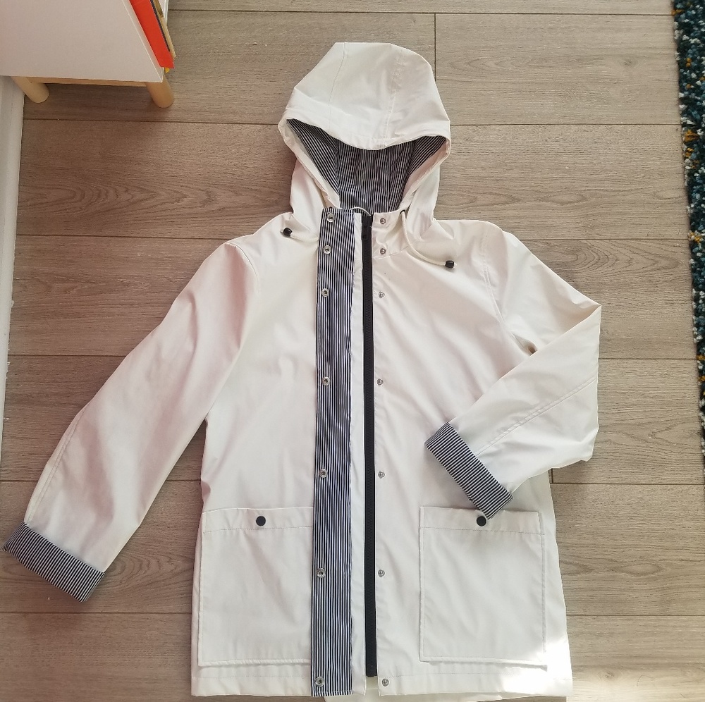 Topshop White Hooded Rain Coat